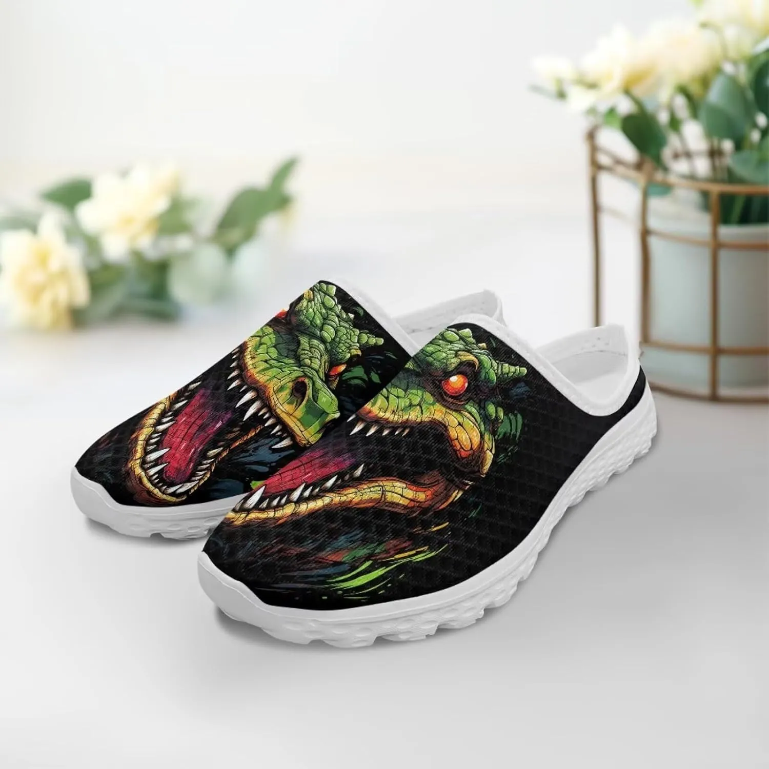 2025 Trendy Backless Mule Shoes Mens Print Mesh Clogs, Light, Breathable, Anti-Slip, Ideal for Casual Wear