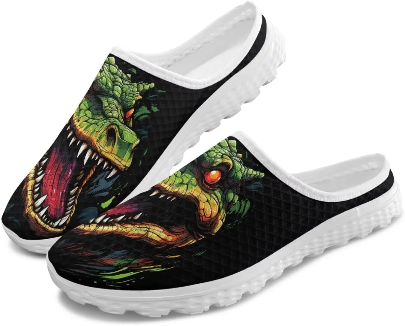 2025 Trendy Backless Mule Shoes Mens Print Mesh Clogs, Light, Breathable, Anti-Slip, Ideal for Casual Wear