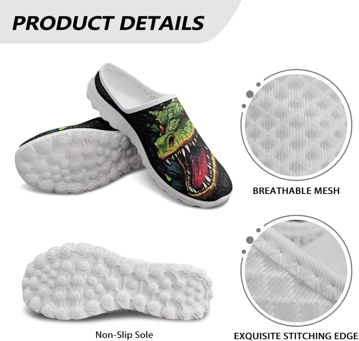 2025 Trendy Backless Mule Shoes Mens Print Mesh Clogs, Light, Breathable, Anti-Slip, Ideal for Casual Wear