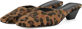 Adrizzlein Mule Heels for Women Square Toe Kitten Heel Satin Mules Closed Toe Low Heel Slides Sandals Summer Dress Shoes