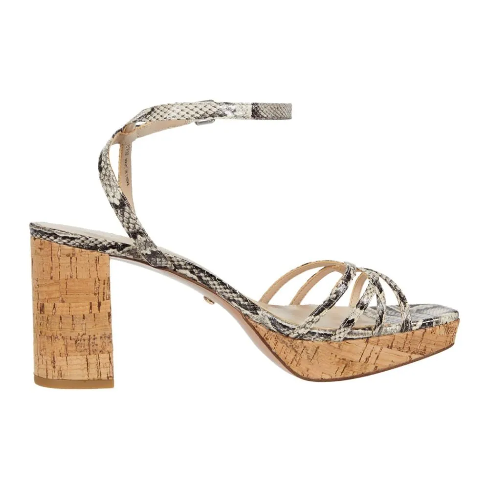 Amy2 Black White Snake Print Leather Pelle Moda Sandals