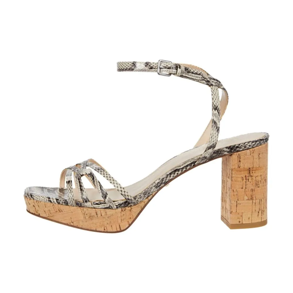 Amy2 Black White Snake Print Leather Pelle Moda Sandals