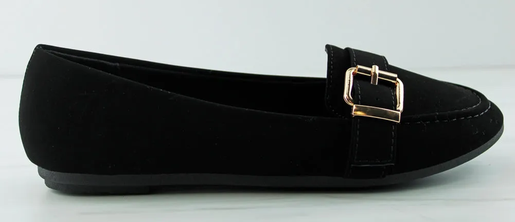 Audrey 8 Women's Almond Toe Buckled Comfort Flats