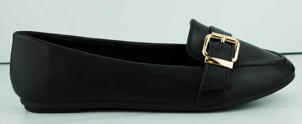 Audrey 8 Women's Almond Toe Buckled Comfort Flats