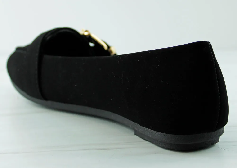 Audrey 8 Women's Almond Toe Buckled Comfort Flats