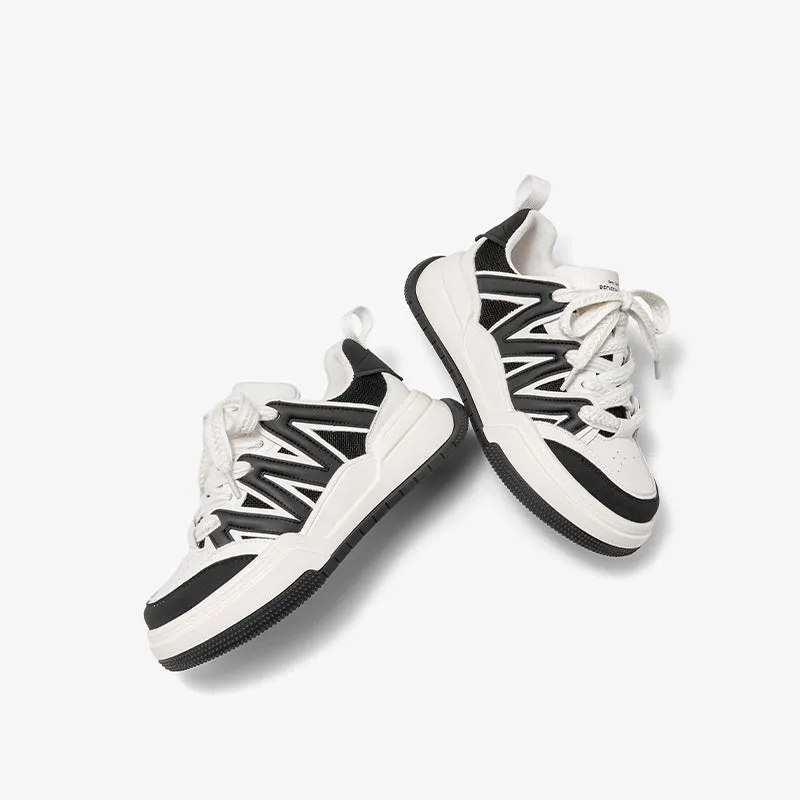 BeauToday Womens Chunky Sneakers Fashion Casual Round Toe Lace-up Sneakers with Special Patchwork Design
