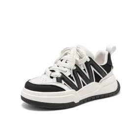 BeauToday Womens Chunky Sneakers Fashion Casual Round Toe Lace-up Sneakers with Special Patchwork Design