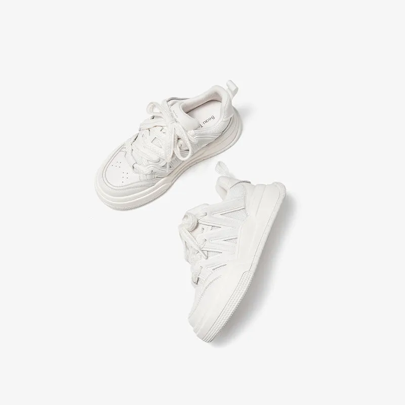 BeauToday Womens Chunky Sneakers Fashion Casual Round Toe Lace-up Sneakers with Special Patchwork Design