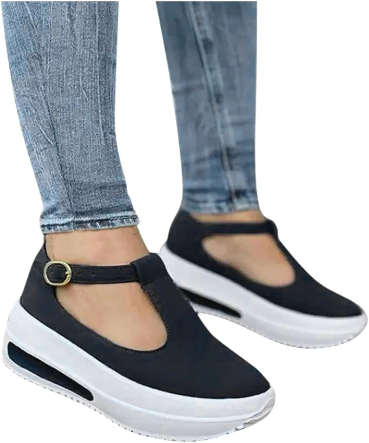 Black Sandals Women Wedge, Sandals for Women Wedge Dressy Breathable Flat Slippers Open Toe Walking Shoes