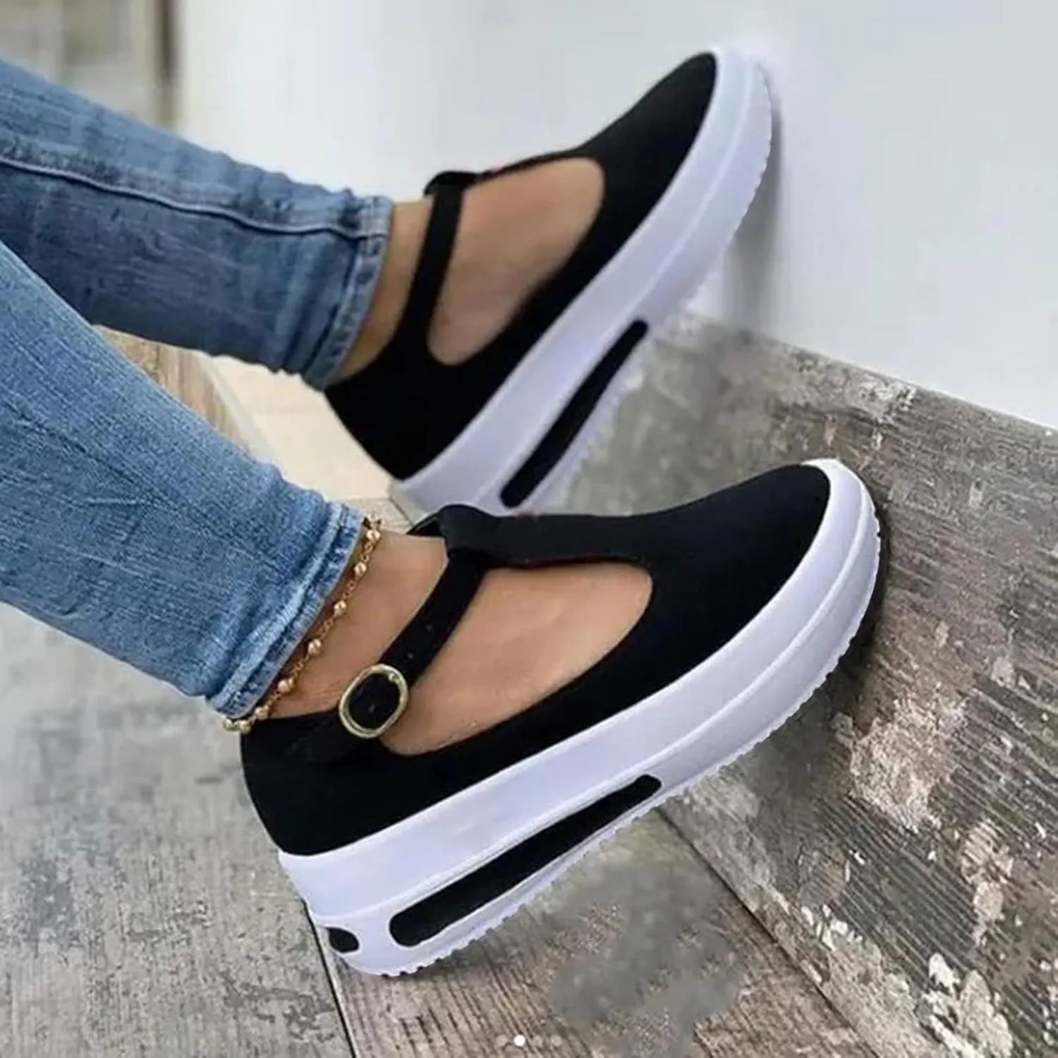Black Sandals Women Wedge, Sandals for Women Wedge Dressy Breathable Flat Slippers Open Toe Walking Shoes