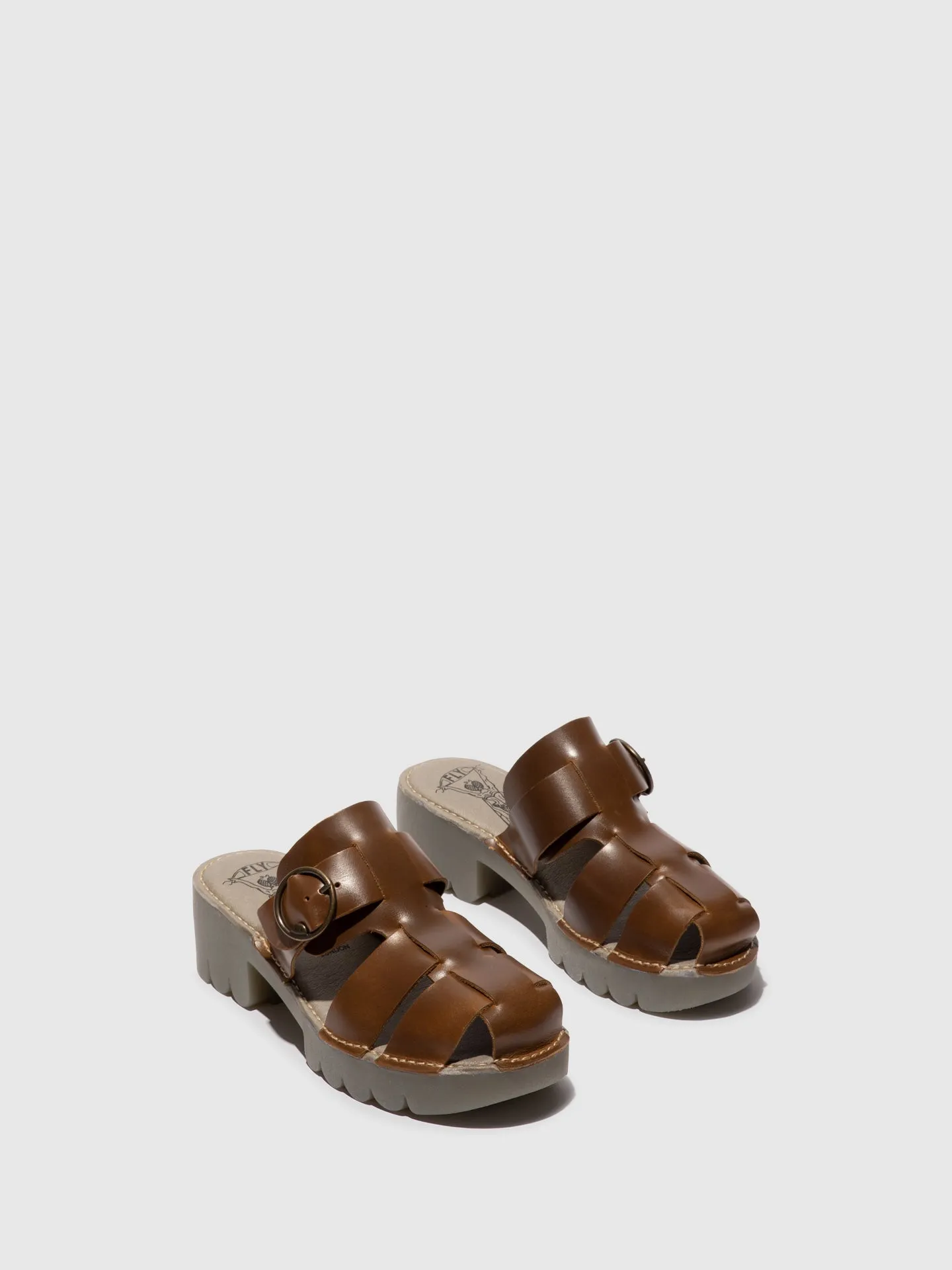 Buckle Mules ENVY521FLY CAMEL