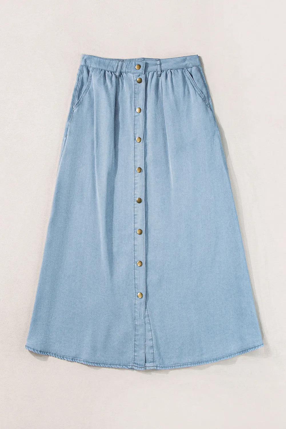 Button Detail Midi Skirt