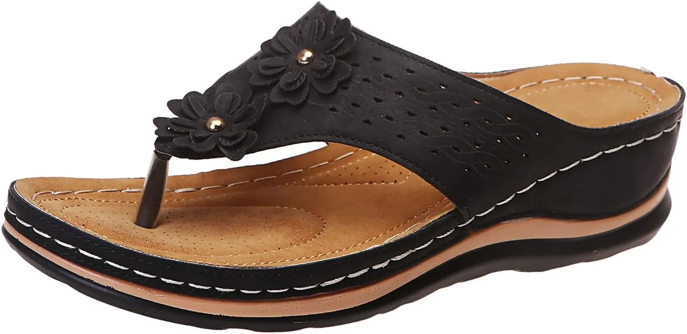 Cathalem Orthopedic Sandals for Women Wedge Sandals Comfortable Walking Sandals Cushion Footbed Platform Sandals