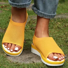 Chicvane Peep Toe Breathable Wedge Sandals with Elastic Band