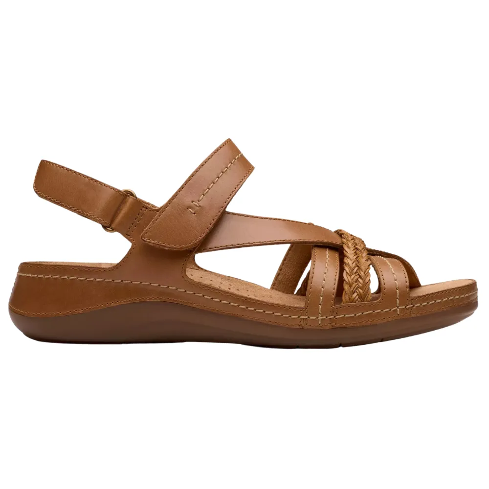 Clarks Cecily Strap Tan Combination Sandal (Women's)