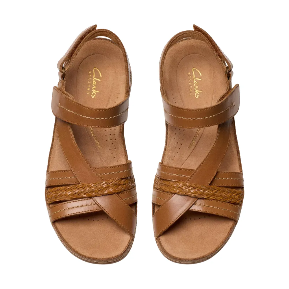 Clarks Cecily Strap Tan Combination Sandal (Women's)