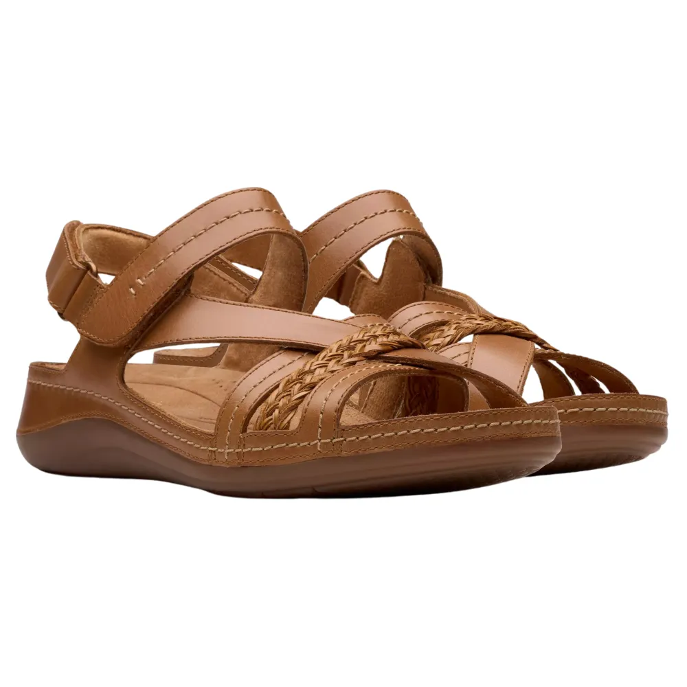 Clarks Cecily Strap Tan Combination Sandal (Women's)