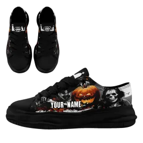 Corporate Gifts,Personalized Pumpkin Sneakers, Custom Bat Canvas Shoes, Comfy Gym Shoes, Unique Gift for Halloween