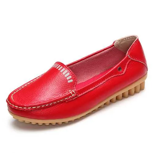 Flat Shoes Women Leather Casual Outdoor Slip On Loafer