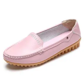 Flat Shoes Women Leather Casual Outdoor Slip On Loafer
