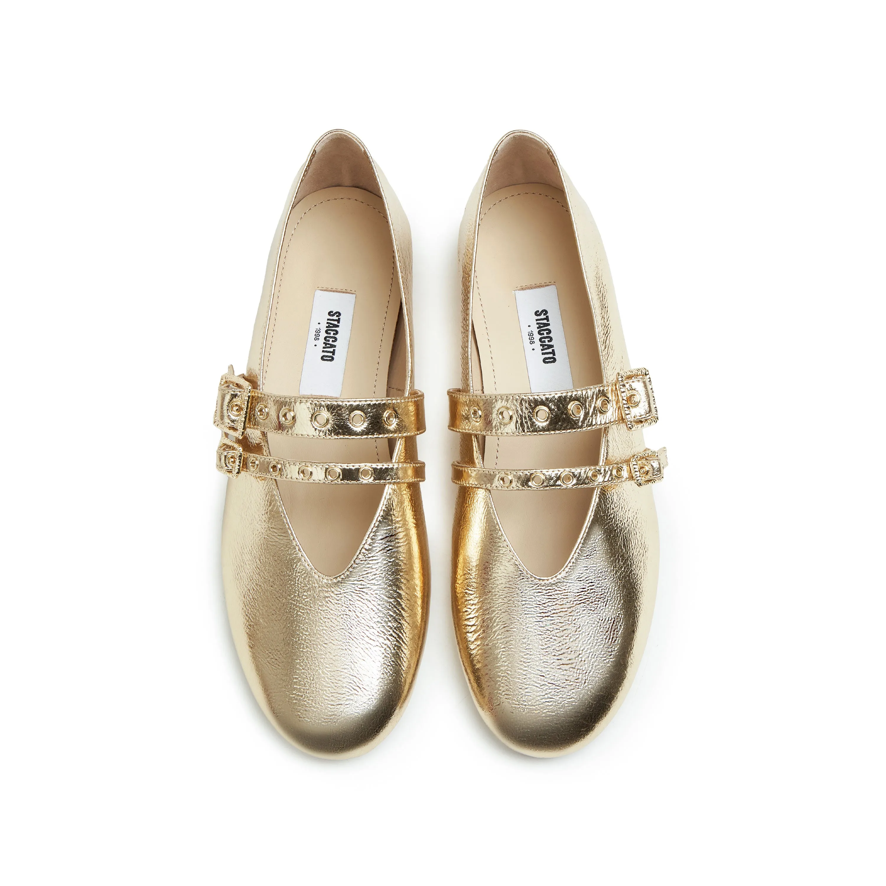 Gold Metallic Strappy Ballet Flats
