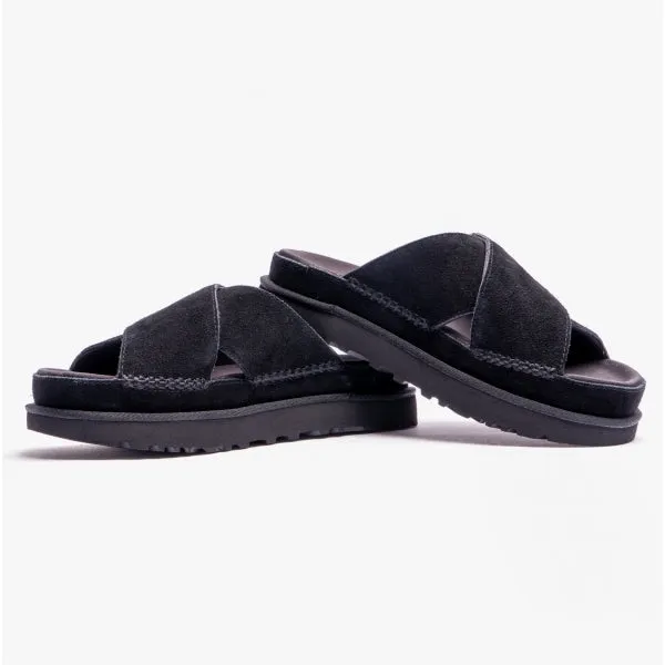GOLDENSTAR Ladies Cross Slide Sandals Black