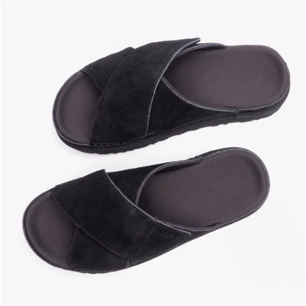 GOLDENSTAR Ladies Cross Slide Sandals Black
