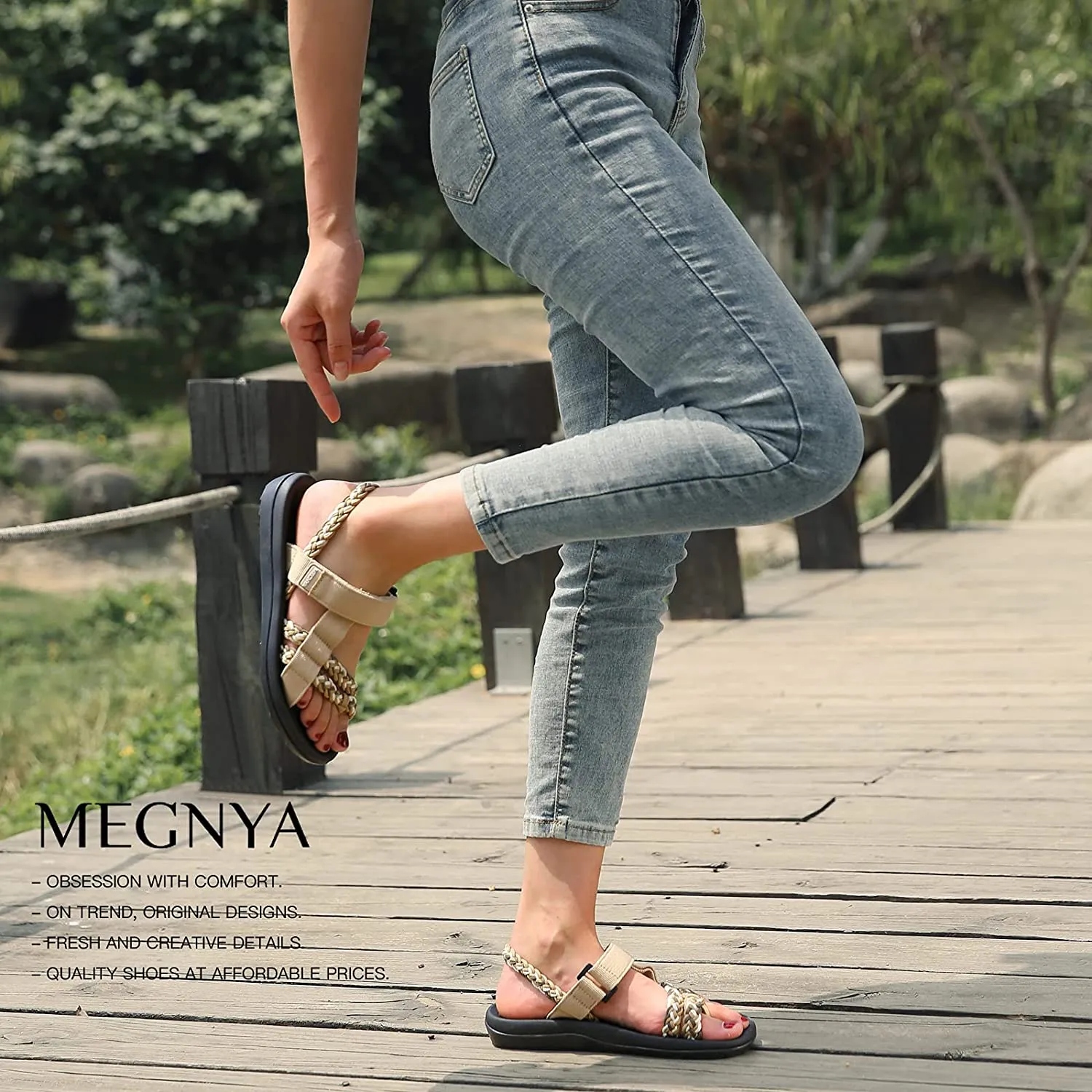 Hiking Sandals for Women, Comfortable Walking Flip Flop Sandals with Arch
