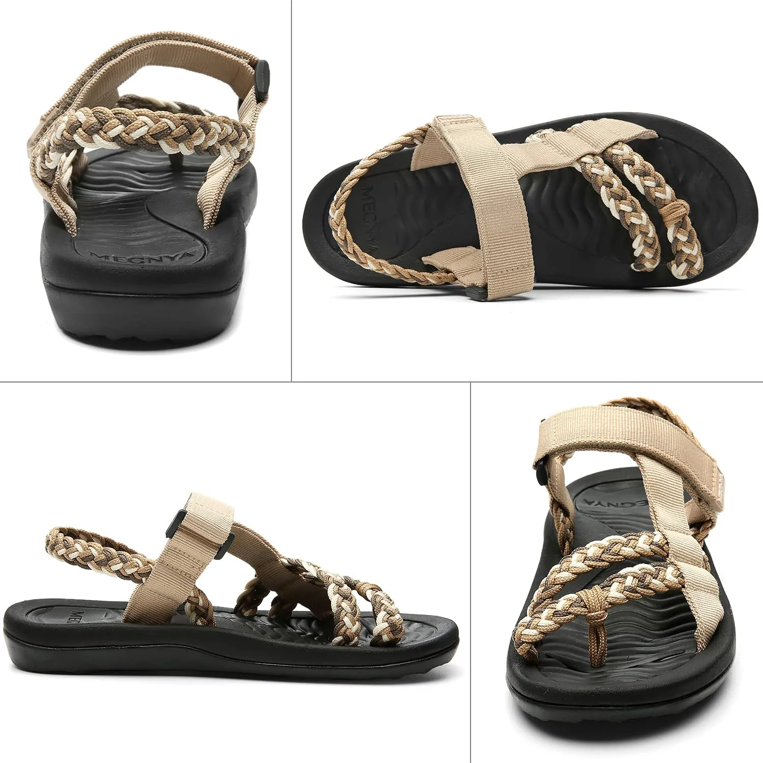 Hiking Sandals for Women, Comfortable Walking Flip Flop Sandals with Arch