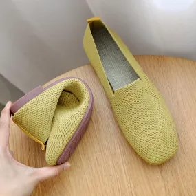 Hnzxzm Women Shoes Casual Flats Soft Ballet Footwear Female Shallow Ladies Slip-On Soft Girls Solid Color Knitted Women's Loafers