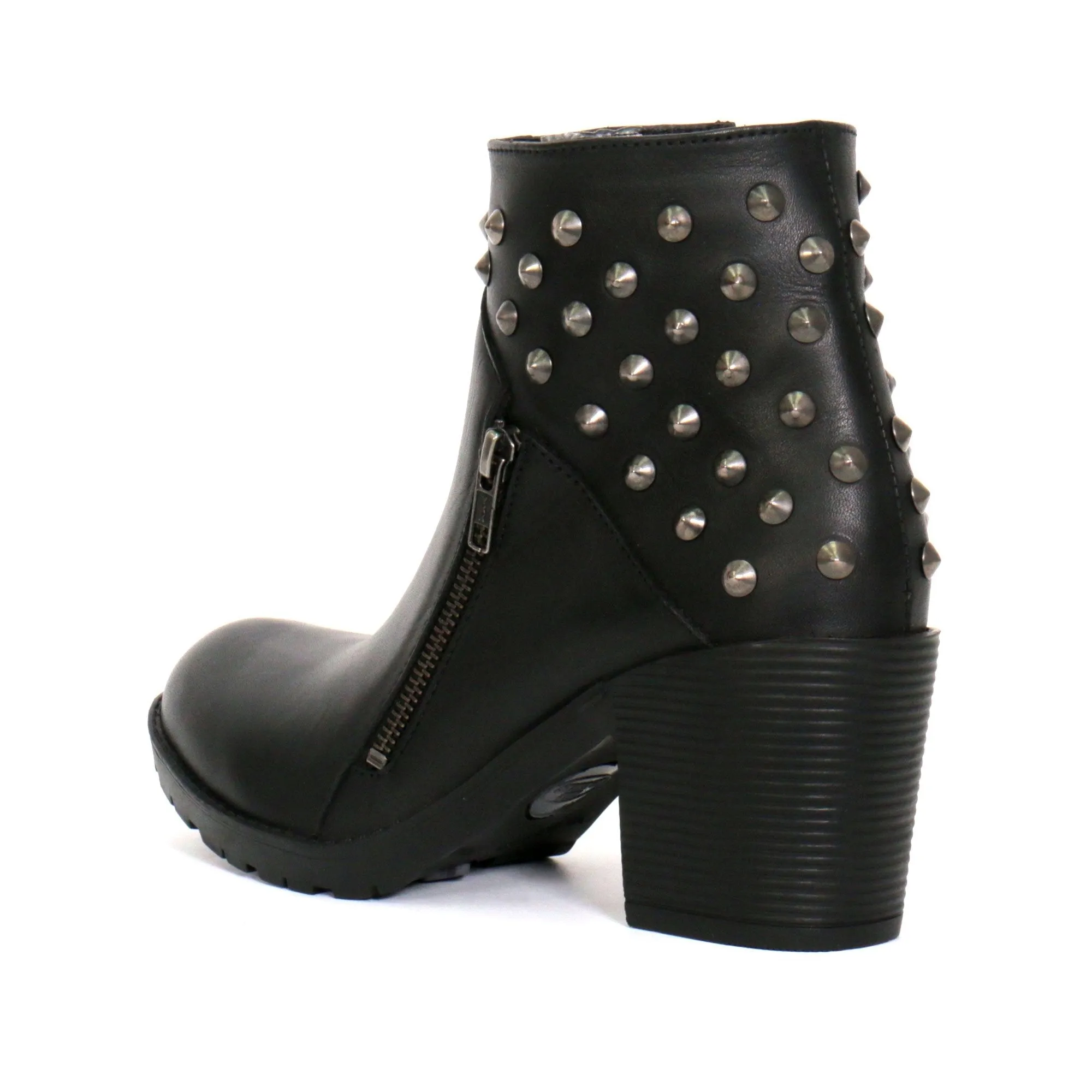 Hot Leathers BTL1003 Ladies 5-inch Black Studded Ankle Leather Boots