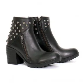 Hot Leathers BTL1003 Ladies 5-inch Black Studded Ankle Leather Boots