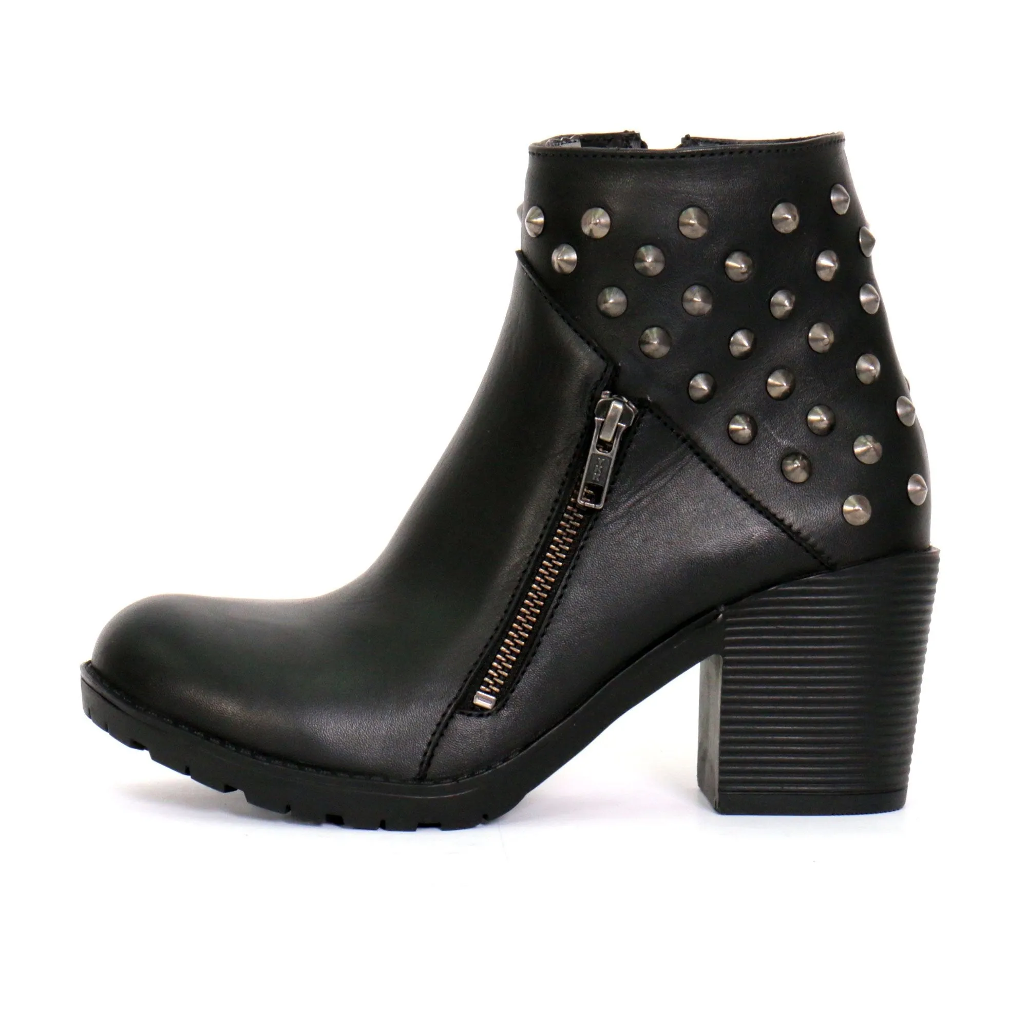 Hot Leathers BTL1003 Ladies 5-inch Black Studded Ankle Leather Boots