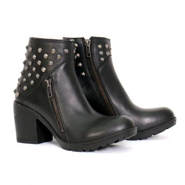 Hot Leathers BTL1003 Ladies 5-inch Black Studded Ankle Leather Boots