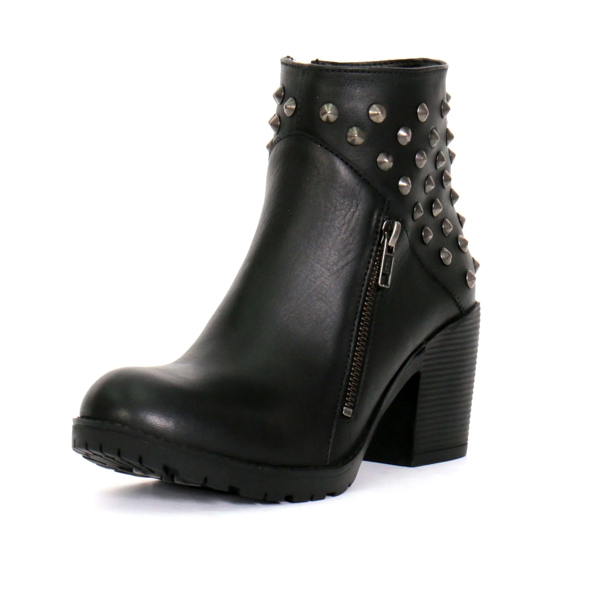 Hot Leathers BTL1003 Ladies 5-inch Black Studded Ankle Leather Boots