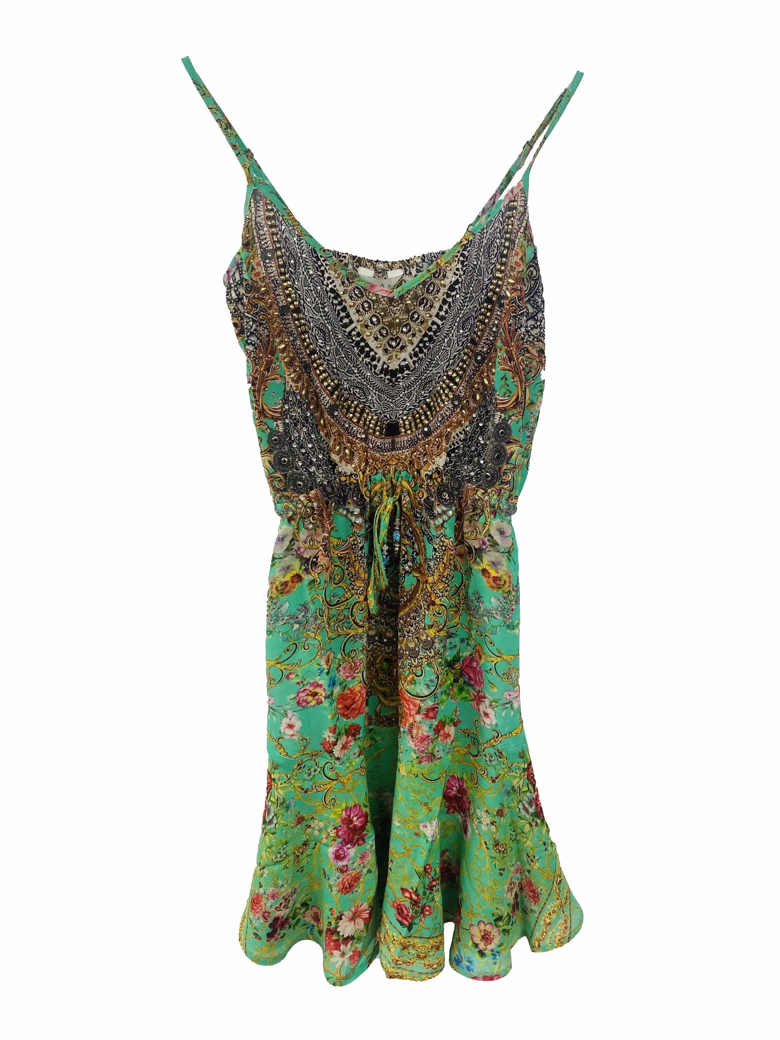 Inoa Chartreuse Strappy Silk Flirt Dress
