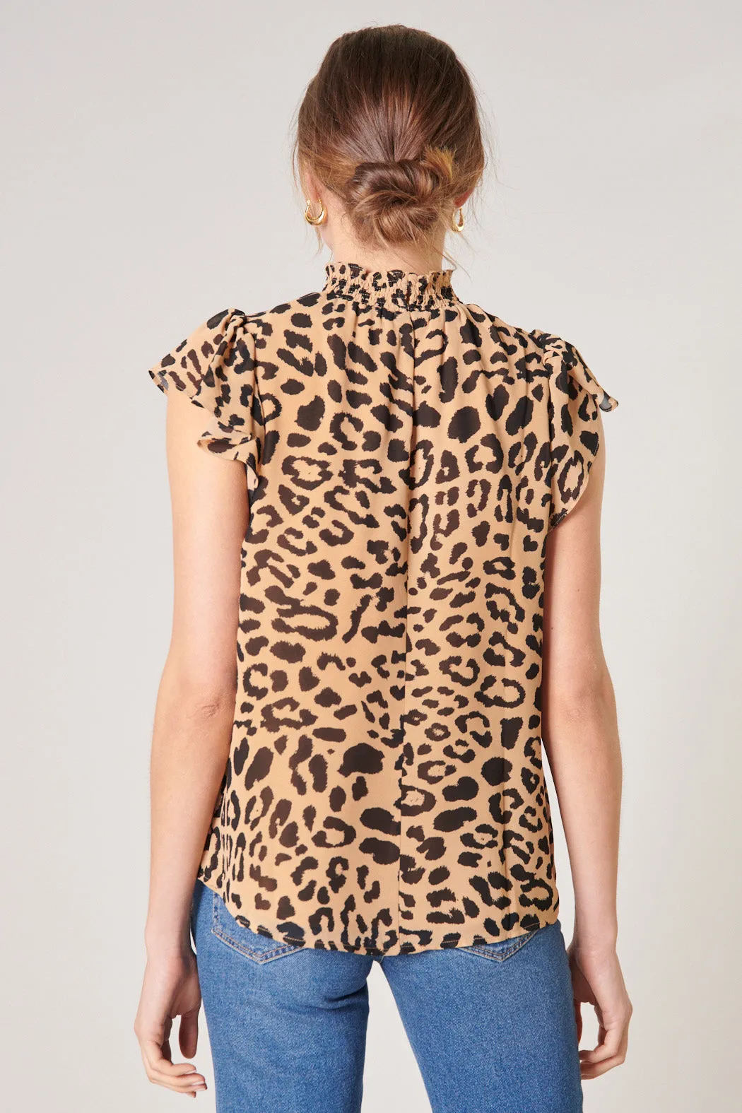 Java Leopard Sun Up Mock Neck Blouse