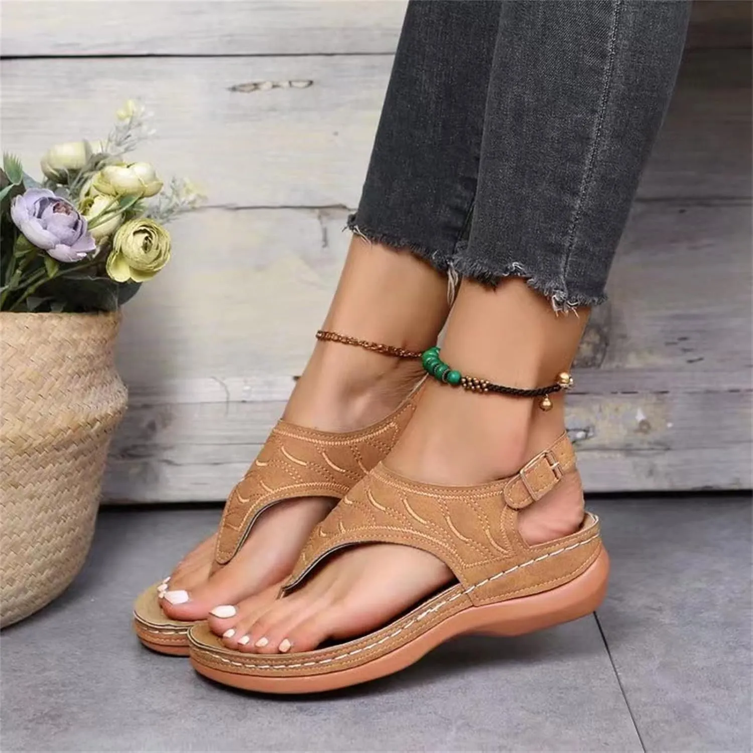 Ladmiple Women's Sandals Comfortable With Arch Support Comfortable Orthotic Thong Flip Flops Dressy Summer Orthopedic Slides
