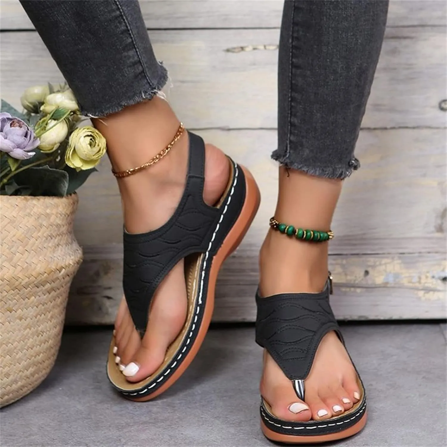 Ladmiple Women's Sandals Comfortable With Arch Support Comfortable Orthotic Thong Flip Flops Dressy Summer Orthopedic Slides