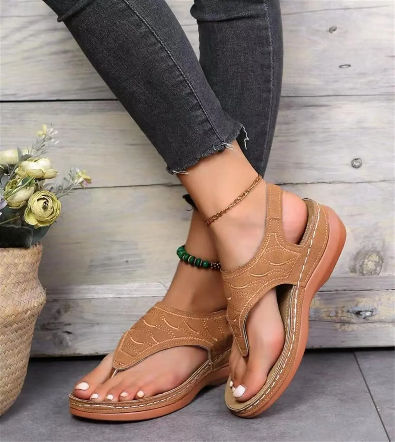 Ladmiple Women's Sandals Comfortable With Arch Support Comfortable Orthotic Thong Flip Flops Dressy Summer Orthopedic Slides