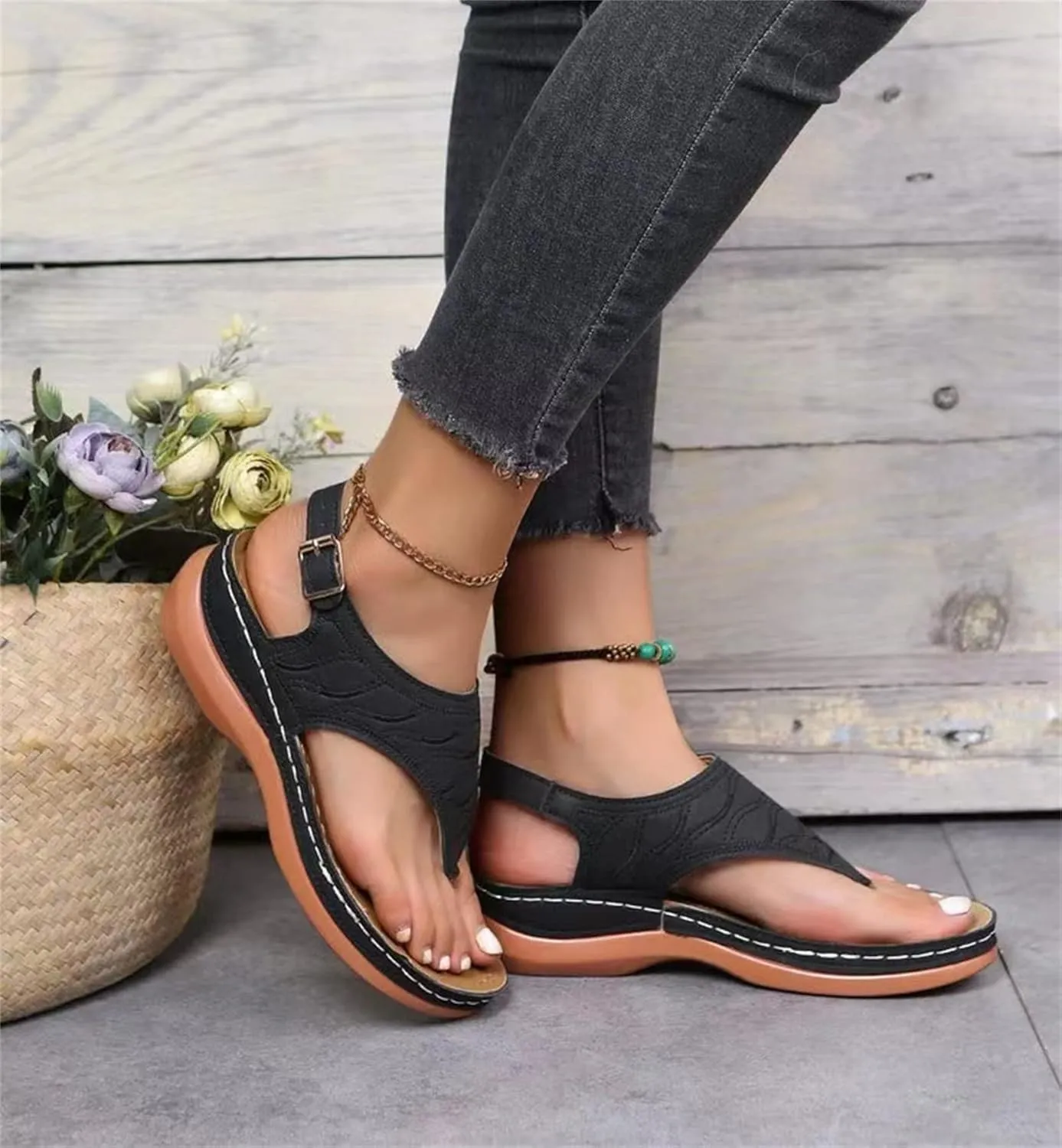 Ladmiple Women's Sandals Comfortable With Arch Support Comfortable Orthotic Thong Flip Flops Dressy Summer Orthopedic Slides