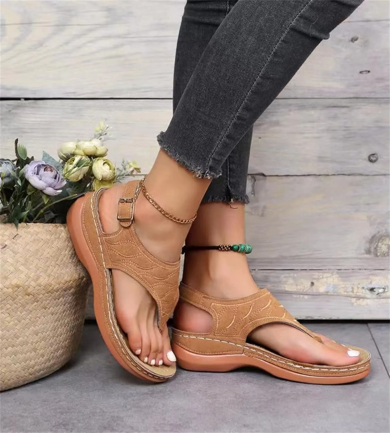 Ladmiple Women's Sandals Comfortable With Arch Support Comfortable Orthotic Thong Flip Flops Dressy Summer Orthopedic Slides