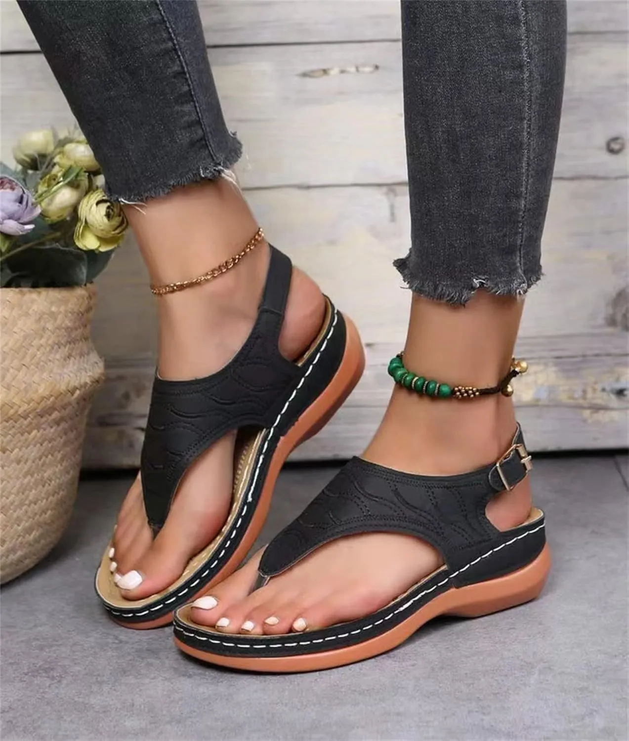 Ladmiple Women's Sandals Comfortable With Arch Support Comfortable Orthotic Thong Flip Flops Dressy Summer Orthopedic Slides