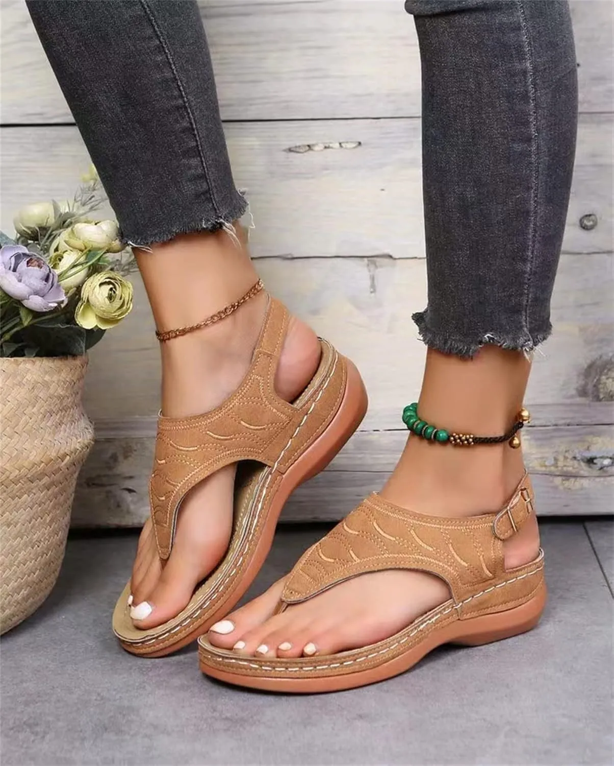 Ladmiple Women's Sandals Comfortable With Arch Support Comfortable Orthotic Thong Flip Flops Dressy Summer Orthopedic Slides