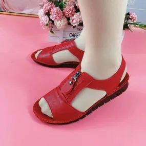 Leather Zipper Wedge Trainers And Comfortable Sandals
