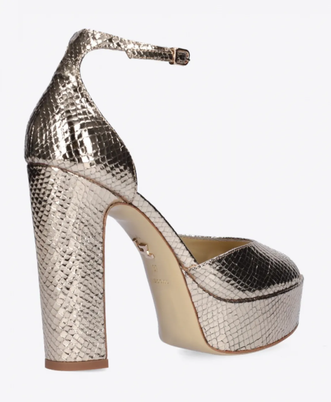 Lola Cruz Dina Gold Leather Platform Heels Sandals