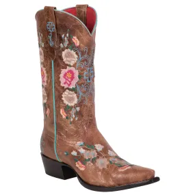 Macie Bean by Anderson Bean Womens Honey Leather Cowboy Boots Floral Multi 8.5 B