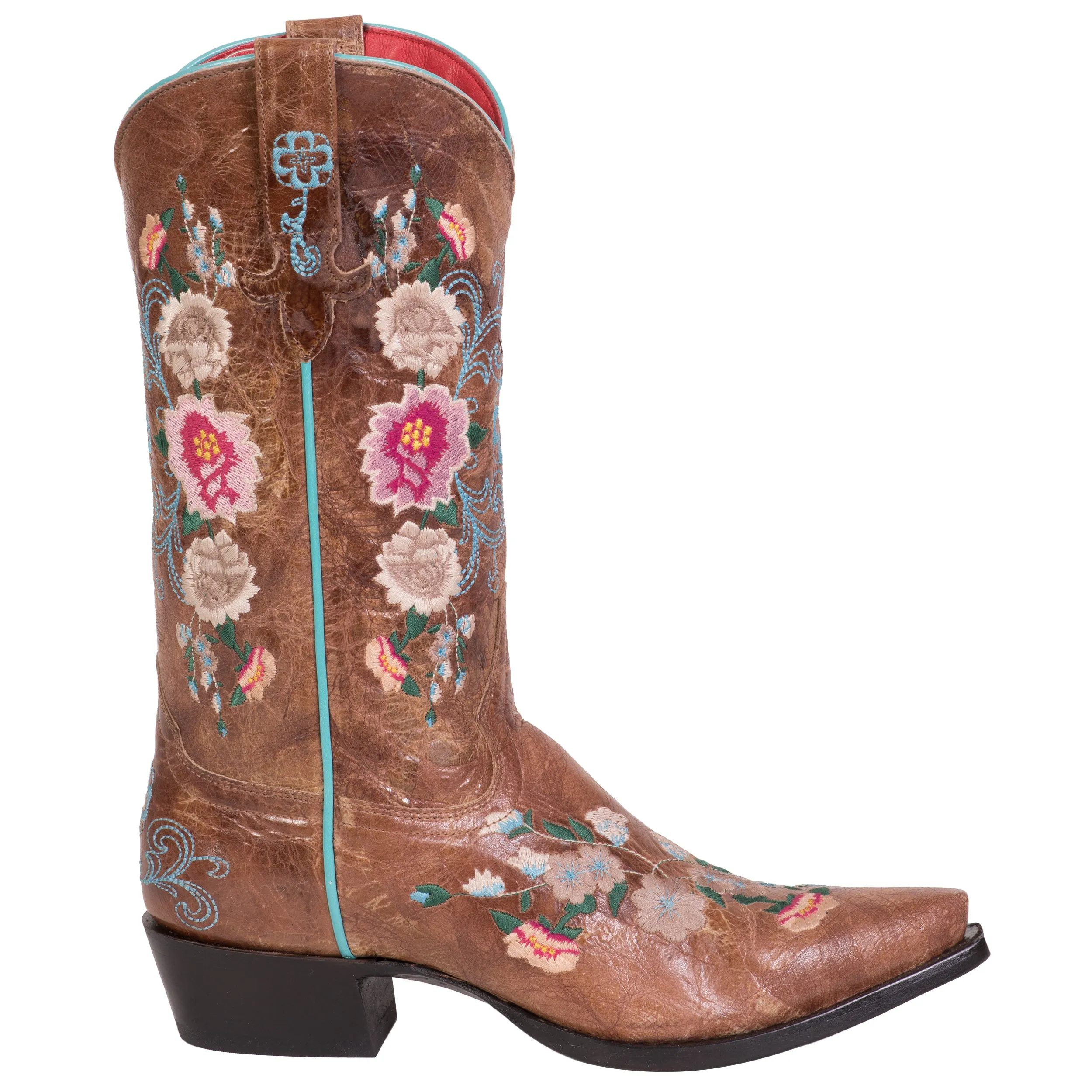 Macie Bean by Anderson Bean Womens Honey Leather Cowboy Boots Floral Multi 8.5 B