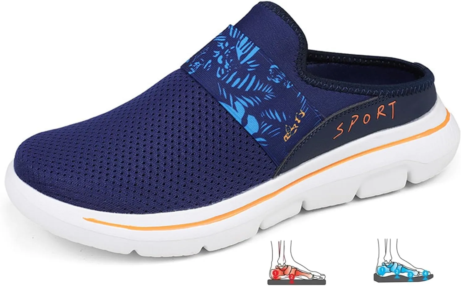 Men's Comfort Breathable Support Sports Slip-On Sandals, Arch Support Athletic Sandals for Men Walking
