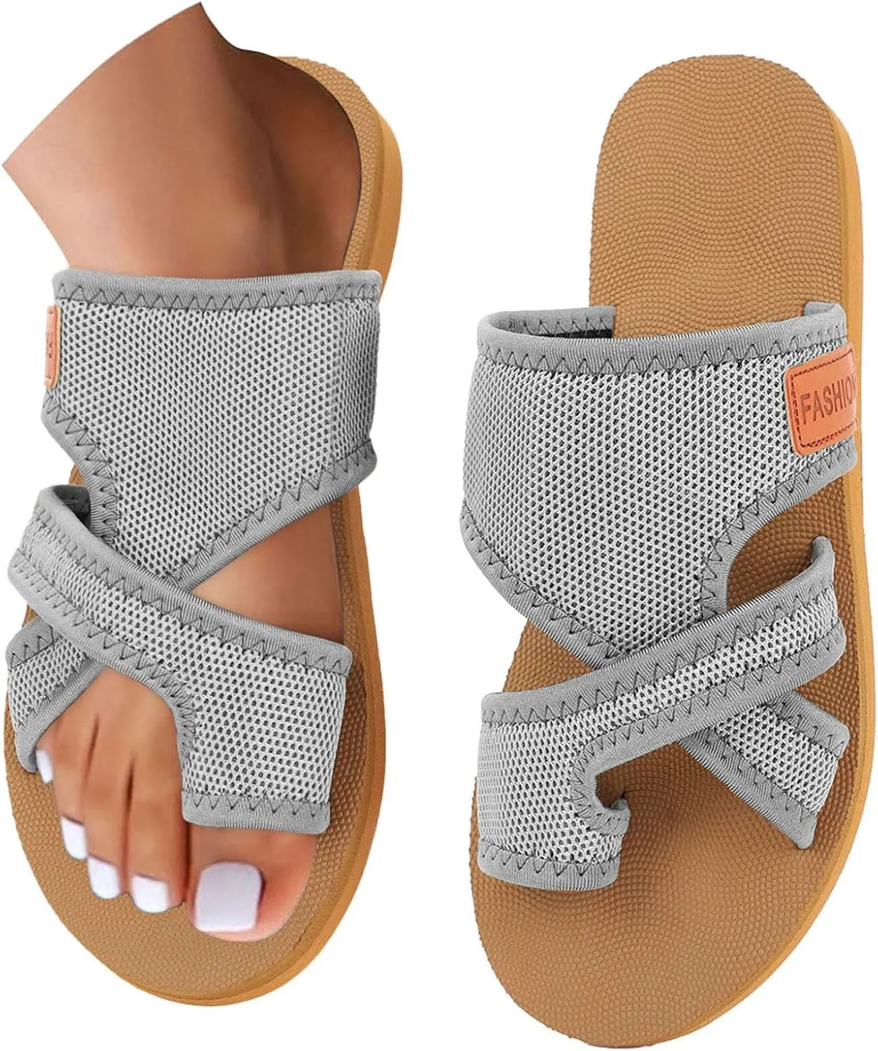 Mesh Sandals for Women 2025 Summer Orthopedic Orthowalk Breathable Beach Slippers Casual Flats Wide Hollow Shoes